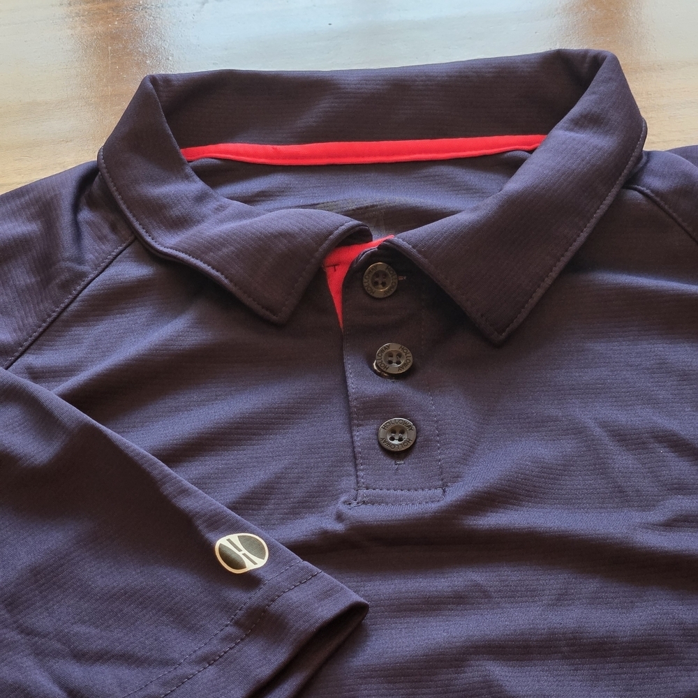 Holloway Avenger Polo Shirt Men's XL Black With Red Accent Raglan Sleeves